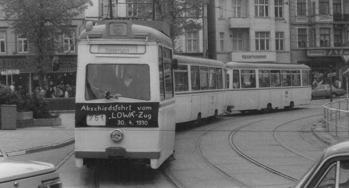 Sonderfahrt zum Abschied der LOWA-Wagen am 30.04.1990 (©RSAG)